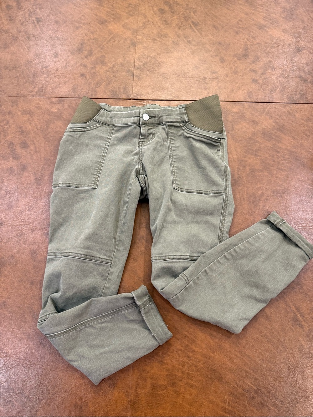 Jessica Simpson Maternity Olive Green Casual Stretch Jogger Pants XS Pockets